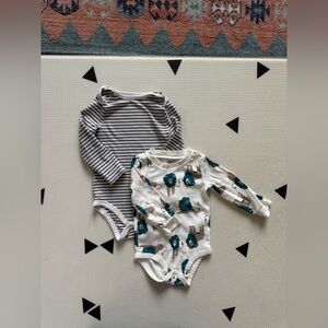Carters|Baby gender neutral set of two long sleeve bodysuits,lion & stripe print